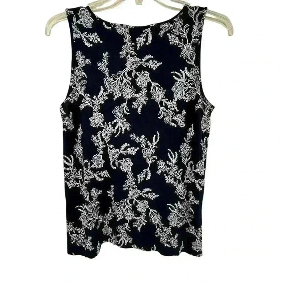 J.Jill Wearever Women's S Black Floral Tank Top Casual Basic - Picture 5 of 6